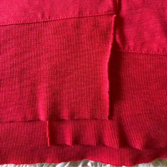 Comfy lightweight knit red dresss with cool hem detail. Size L by Lilla P. - Picture 5 of 5
